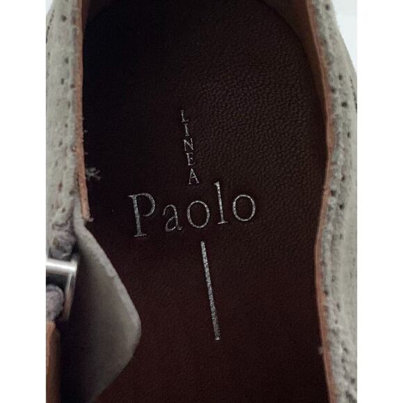 Linea Paolo Women's Size 8M Felicia Grey Suede Zip High Heel Wedge Ankle Boots - Picture 4 of 7